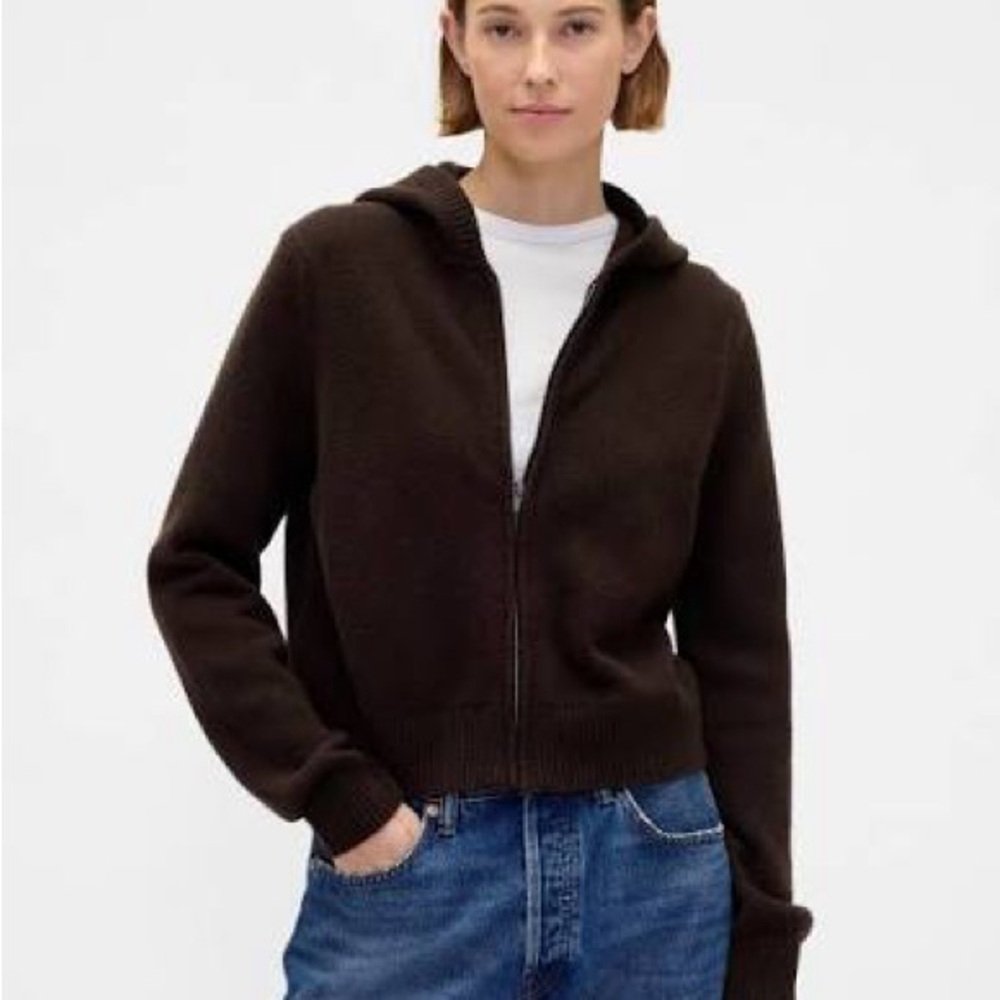 GAP Dark Brown Hooded Zip Sweater